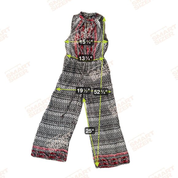 Angie Women Bohemian Wide Leg Jumpsuit Mock Neck Keyhole Detail Size S Artsy Vtg - Picture 2 of 7